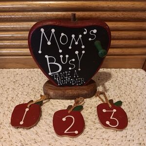 Vintage Mom's Busy Take A Number Apple Decor 6"H X 5"W